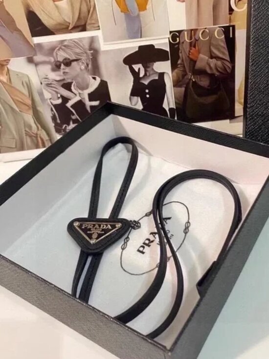 Other - 🤍 Prada Black Tie with Triangle Logo Design